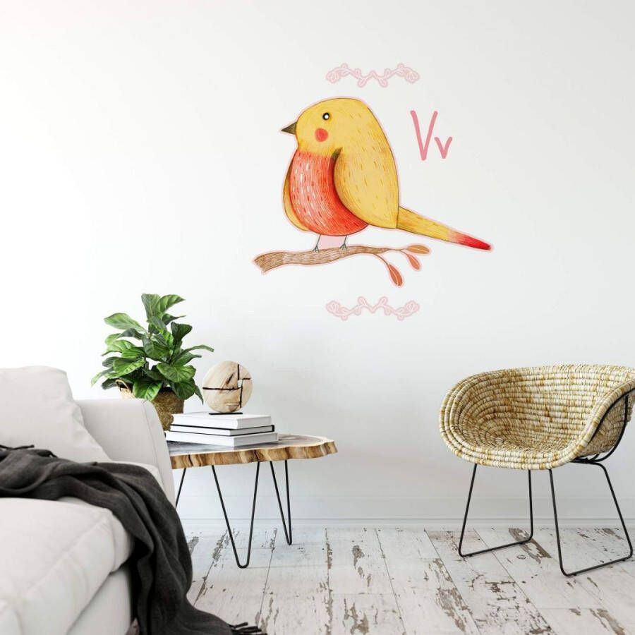 Wall-Art Wandfolie Kleine vogel letter V zelfklevend verwijderbaar (1 stuk)
