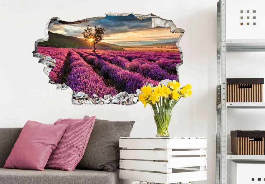 Wall-Art Wandfolie Lavendel In de Provence zelfklevend verwijderbaar