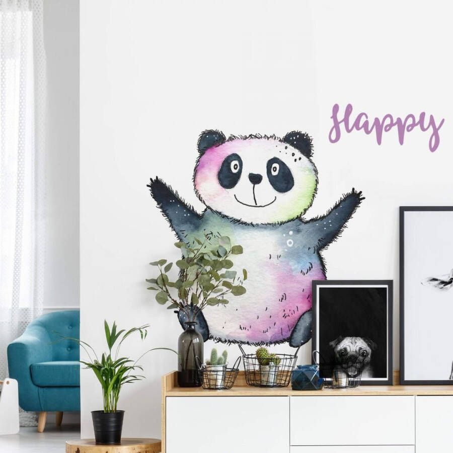 Wall-Art Wandfolie Levensvreugd Happy panda (1 stuk)