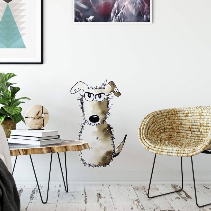 Wall-Art Wandfolie Levensvreugd kleine hond (1 stuk)