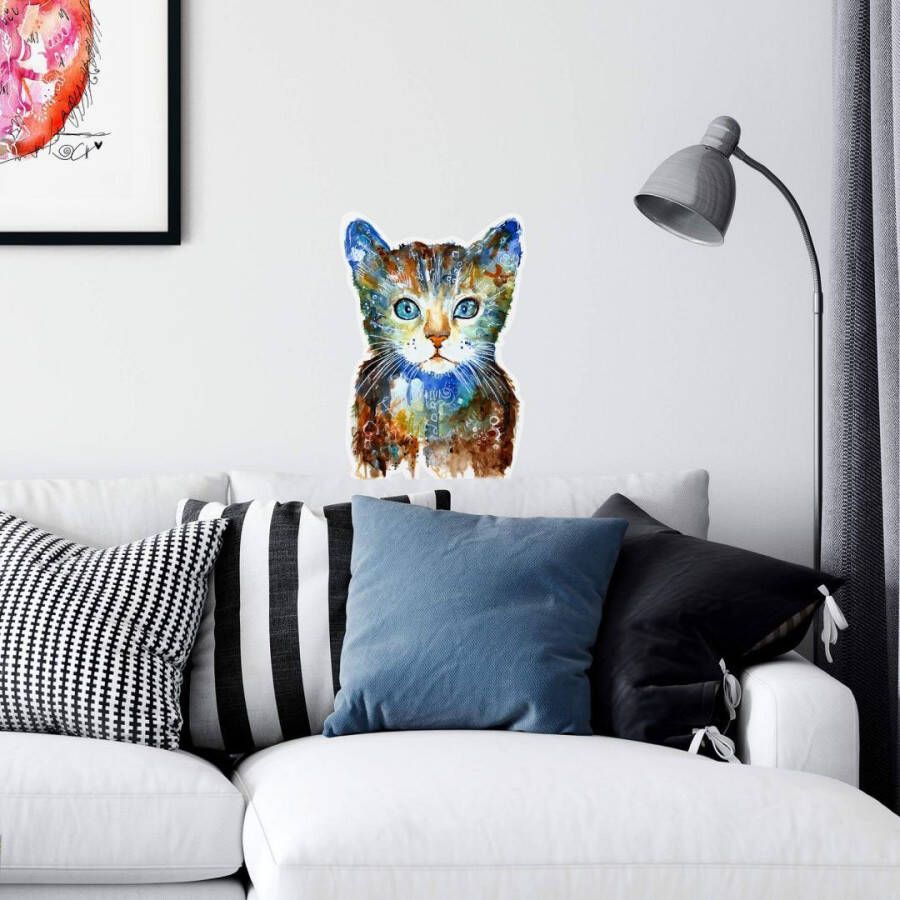 Wall-Art Wandfolie Levensvreugd kleine kat (1 stuk)