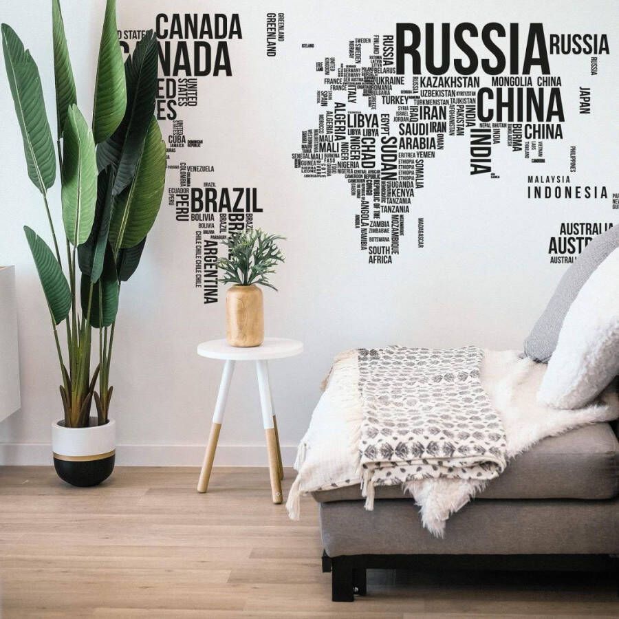 Wall-Art Wandfolie Opschrift wereldkaart leerhulp (1 stuk)