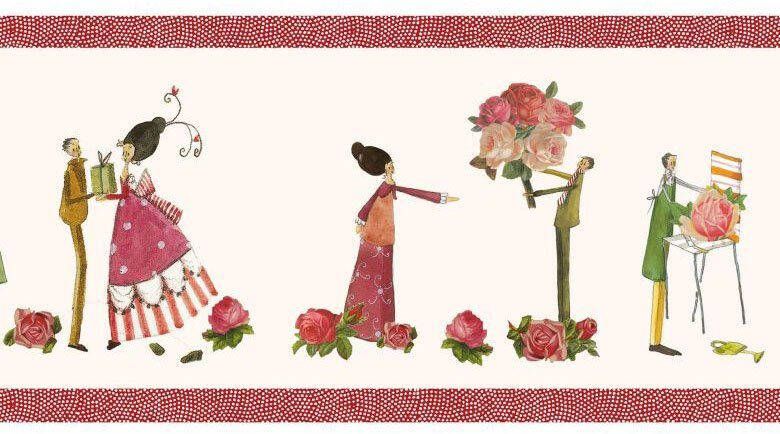 Wall-Art Wandfolie Slaapkamer randdessin rozen (1 stuk)