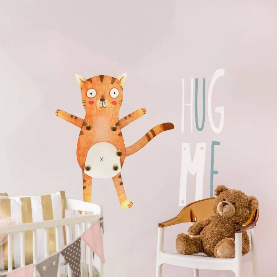 Wall-Art Wandfolie Teddy tijger kat Hug me zelfklevend verwijderbaar (1 stuk)