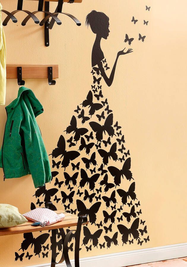 Wall-Art Wandfolie Vlindervrouw zelfklevend verwijderbaar