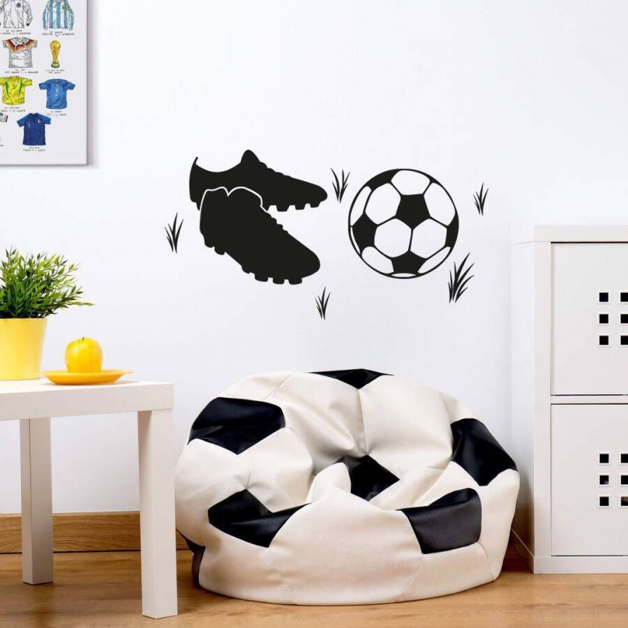 Wall-Art Wandfolie Voetbal voetbalschoenen zelfklevend verwijderbaar (1 stuk)