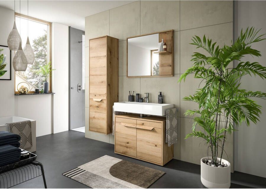 welltime Spiegel Kayu breedte 84 cm 1 opbergvlak Badspiegel badkamermeubels badkamer bad badkamer spiegel