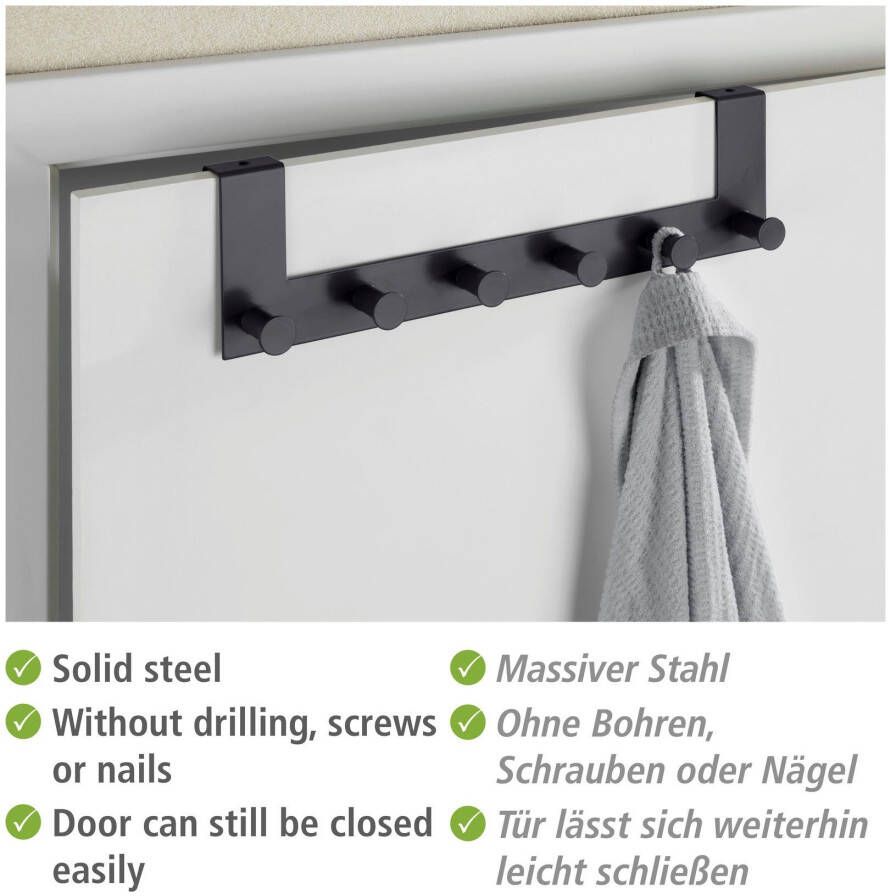 Wenko Kapstok Deurgarderobe Celano met 6 haken voor deurprofielen tot 2 cm