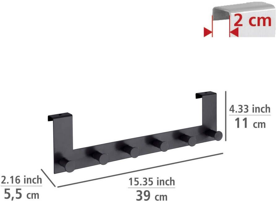 Wenko Kapstok Deurgarderobe Celano met 6 haken voor deurprofielen tot 2 cm