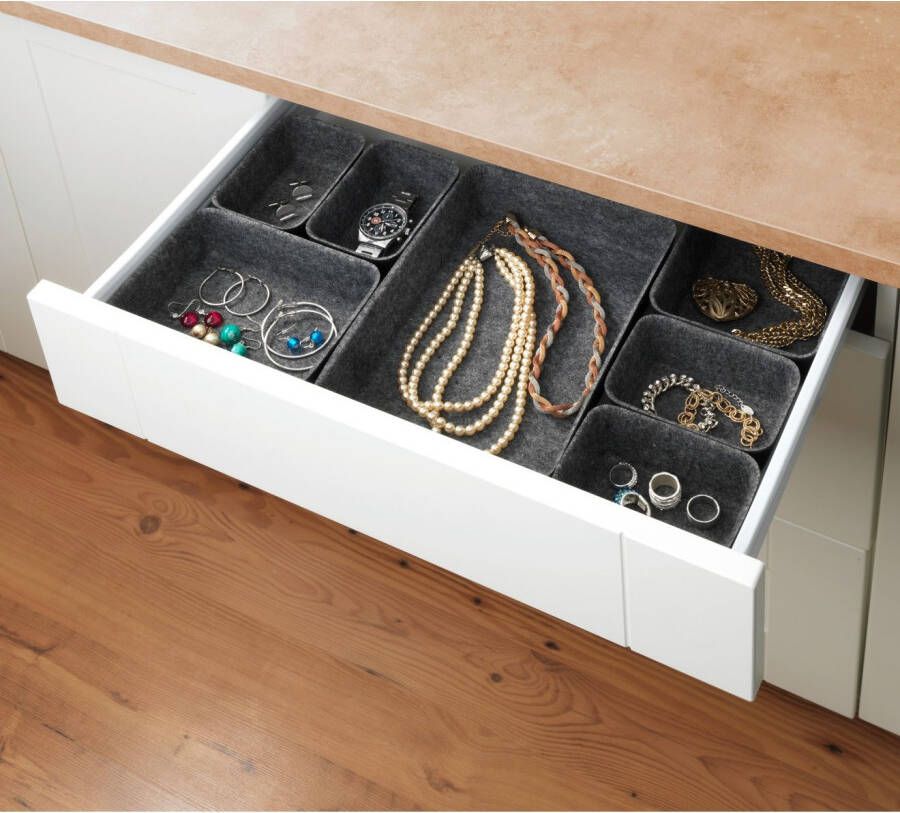 Wenko Organizer Opbergdozen voor lades 3 maten gerecycled polyester vilt (set 7-delig)