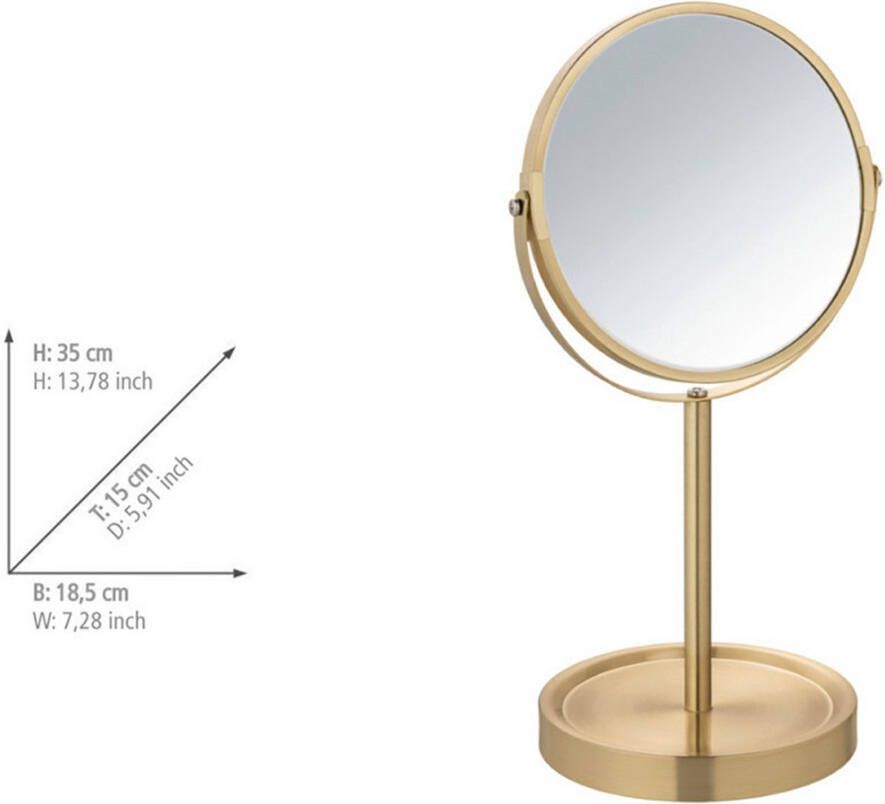 Wenko Verticale spiegel Modell Alata Cosmetic mirror met sieradenhouder 1x en 3x vergroting Ø17