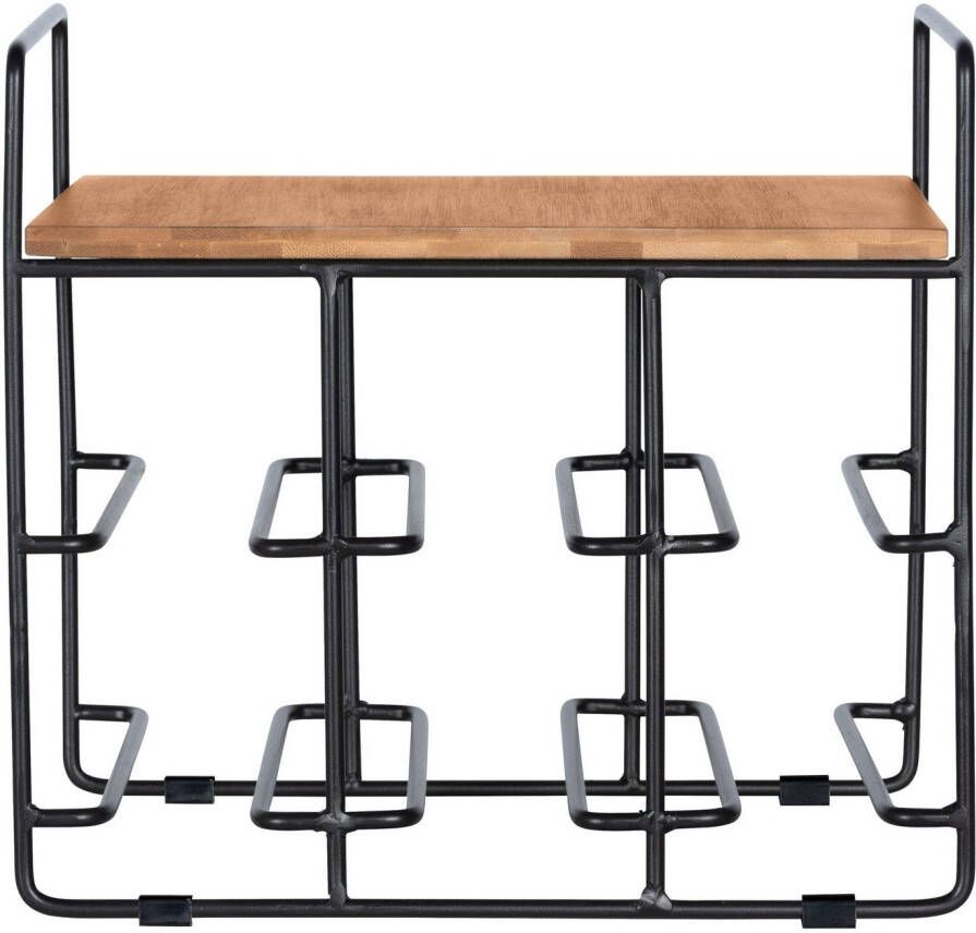 Wenko Wijnflessenhouder Loft Flessenrek voor 6 flessen met plank metaal en bamboe