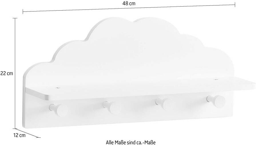 Zeller Present Kapstok Wolk praktische wandgarderobe voor kinderjassen in wolkenontwerp