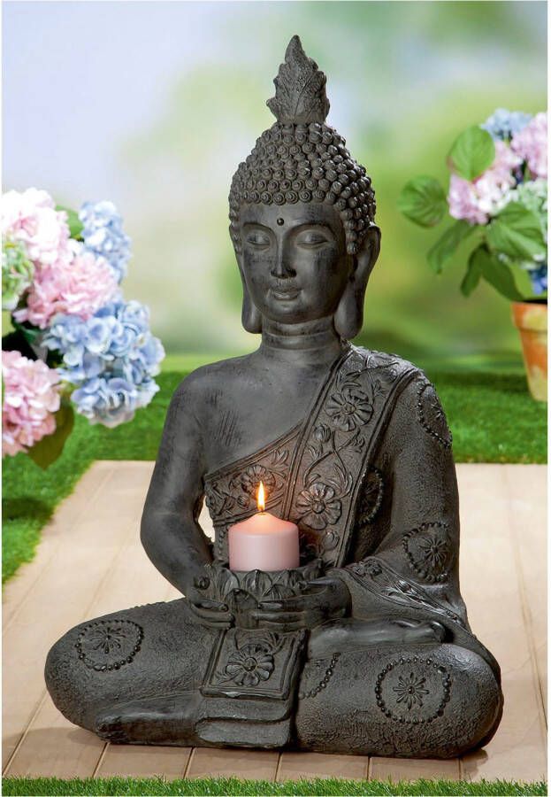 GILDE Boeddhabeeld Figur "Buddha" mit Teelichthalter (1 stuk)