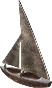 GILDE Deco-object Sculptuur zeilboot Classic Hoogte 53 cm van metaal en hout maritiem woonkamer (1 stuk)