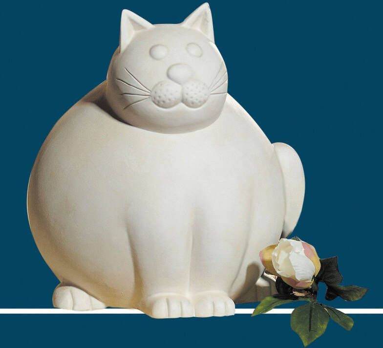 GILDE Decoratief figuur Kat Molli crèmewit Decoratief object dierfiguur hoogte 30 cm van keramiek woonkamer (1 stuk)