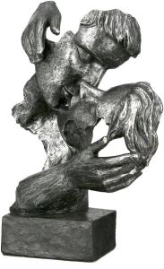 GILDE Decoratief figuur Sculptuur Addiction antraciet Decoratief object hoogte 28 cm kussend stel antiek-finish met teksthanger woonkamer (1 stuk)