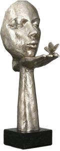 GILDE Decoratief figuur Sculptuur Desire bronskleur sculptuur Desire antiek-finish Decoratief object hoogte 34 cm vrouw met vlinder brons- of zilverkleur met teksthanger woonkamer (1 stuk)