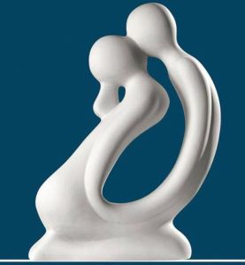 GILDE Decoratief figuur Sculptuur Francis kus wit Decoratief object hoogte 42 cm met de hand gemaakt van keramiek woonkamer (1 stuk)