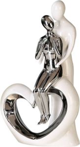 GILDE Decoratief figuur Sculptuur romance wit zilver Decoratief object hoogte 33 5 van keramiek woonkamer (1 stuk)