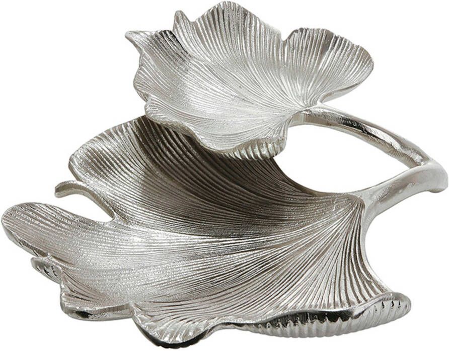 GILDE Decoratieve Schaal ginkgo blad zilver (1 stuk)