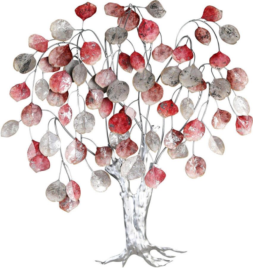 GILDE Sierobject voor aan de wand Wandreliëf Love Tree roodtinten zilver (1 stuk)