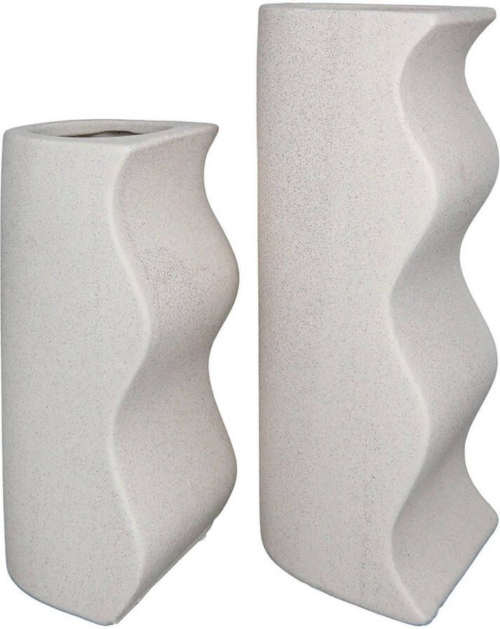 GILDE Tafelvaas Deko Vase Onda aus Keramik Höhe ca. 25 5 cm waterdicht (set 2 stuks)