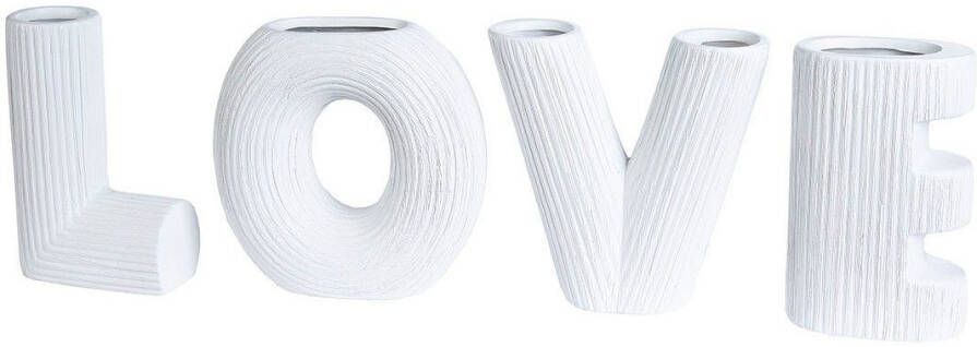 GILDE Tafelvaas LOVE decoratieve vaas van keramiek met geribbelde oppervlakte structuur hoogte ca. 15 cm (set 4 stuks)