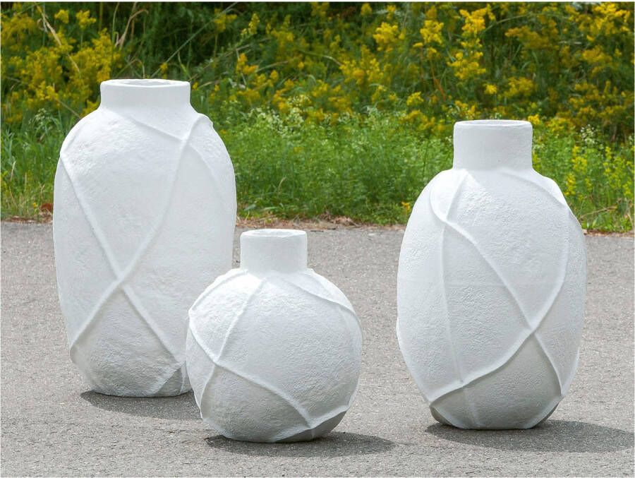 GILDE Vloervaas Vase "Linhas" weiß H. 57 5cm (1 stuk)