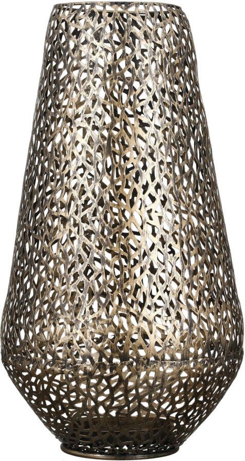 GILDE Windlicht Purley kerstdecoratie van metaal met ronde perforaties hoogte ca. 46 cm (1 stuk)