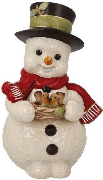 Goebel Sneeuwpop Kerstfiguur Tsjilpend Vogelpaar Hoogte ca. 12 cm (1 stuk)