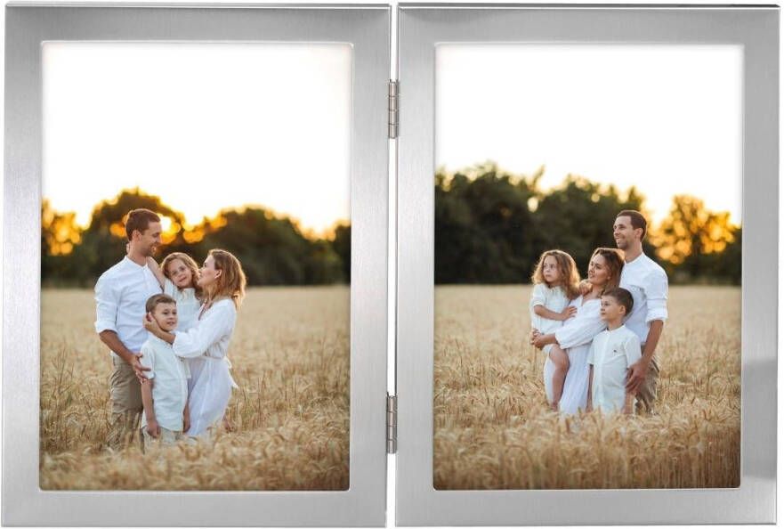Hama Fotolijstje Fotolijst 10x15 cm voor 2 foto's om op te hangen en te plaatsen zilver (1 stuk)