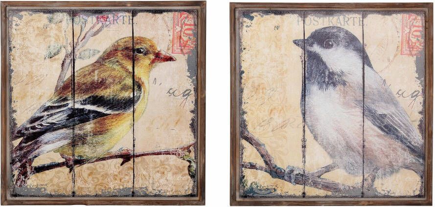 HOFMANN LIVING AND MORE Wanddecoratie Vogel Dierenmotief (set 2 stuks) (set)