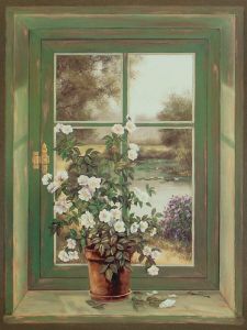 Home affaire Artprint op linnen A. Heins: wilde rozen bij het raam 57 79 cm