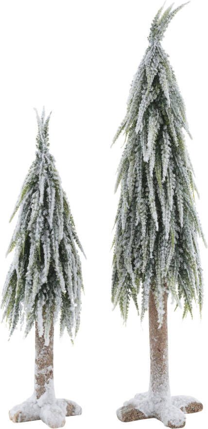 Home affaire Deco-boom Kerst versiering met decoratieve sneeuw hoogte ca. 53 cm + 70 cm (set 2 stuks)