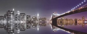 Home affaire Print op glas Mike Liu: N. Y. Skyline en nachtelijke reflectie 125 50 cm