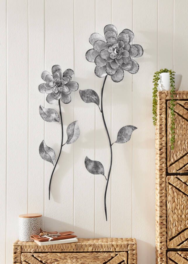 Home affaire Sierobject voor aan de wand Bloemen Wanddecoratie van metaal