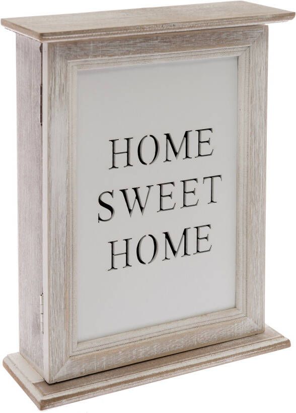 Home affaire Sleutelkastje Home Sweet home wit met 6 haken & opschrift shabby look