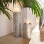 Home affaire Windlicht Staande lantaarn van metaal met glasinzet ideaal voor stompkaarsen (1 stuk) - Thumbnail 1