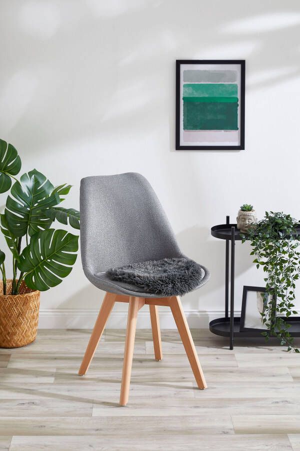 My home Zitkussen Alpa set van 4 Zitkussen kunstbont rond Ø 34 cm effen zeer zacht wasbaar