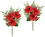 I.GE.A. Boeket kunstbloemen Boeket poinsettia dennentakken set van 2 kerstdecoratie kerstbloem boeketten decoratieve bloemen kerstster (2 stuks) - Thumbnail 1