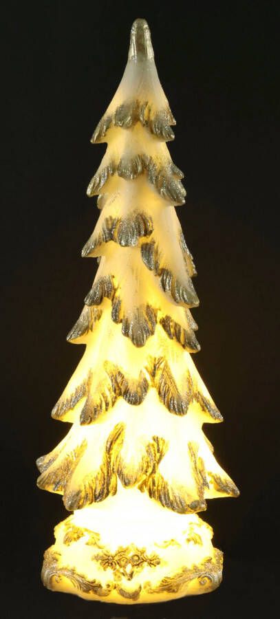 I.GE.A. Deco-boom Kerstboom met LED Verlichting Kerstdecoratie van polyresin hoogte ca. 34 cm (1 stuk)