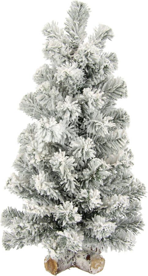 I.GE.A. Deco-boom Kerstdecoratie kerstboom op houten voet met kunstsneeuw 60 cm (1 stuk)