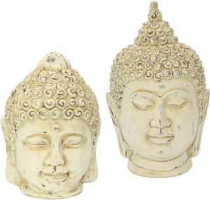 I.GE.A. Decoratief figuur Boeddha-hoofd set van 2
