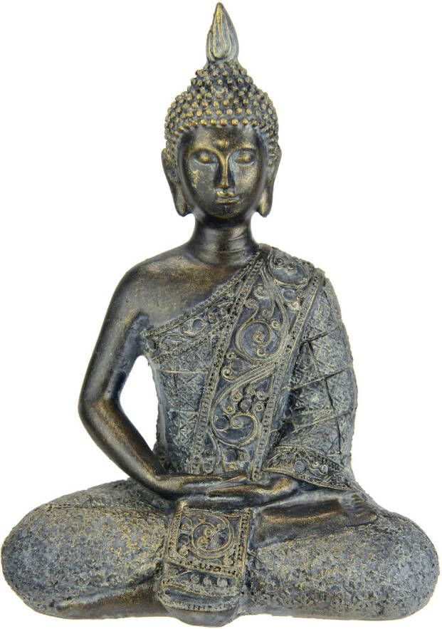 I.GE.A. Decoratief figuur Buddha figuur zittend mediterend standbeeld figuren sculptuur (1 stuk)