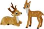 I.GE.A. Decoratief figuur Dierfiguur mini ree 2-pack Kunstbont dierenfiguur standbeeld ornamenten bont pluche dier bontdier bosdier (2 stuks) - Thumbnail 1