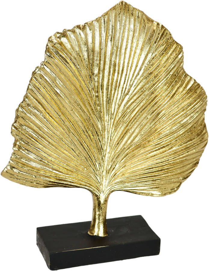 I.GE.A. Decoratief figuur Ginkgo blad standbeeld Ornamenten sculptuur decoratie figuren cadeau-idee goud (1 stuk)