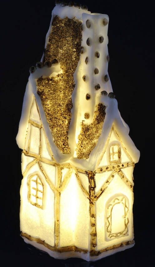 I.GE.A. Decoratief figuur Huis Kerstdecoratie van polyresin hoogte ca. 24 cm (1 stuk)