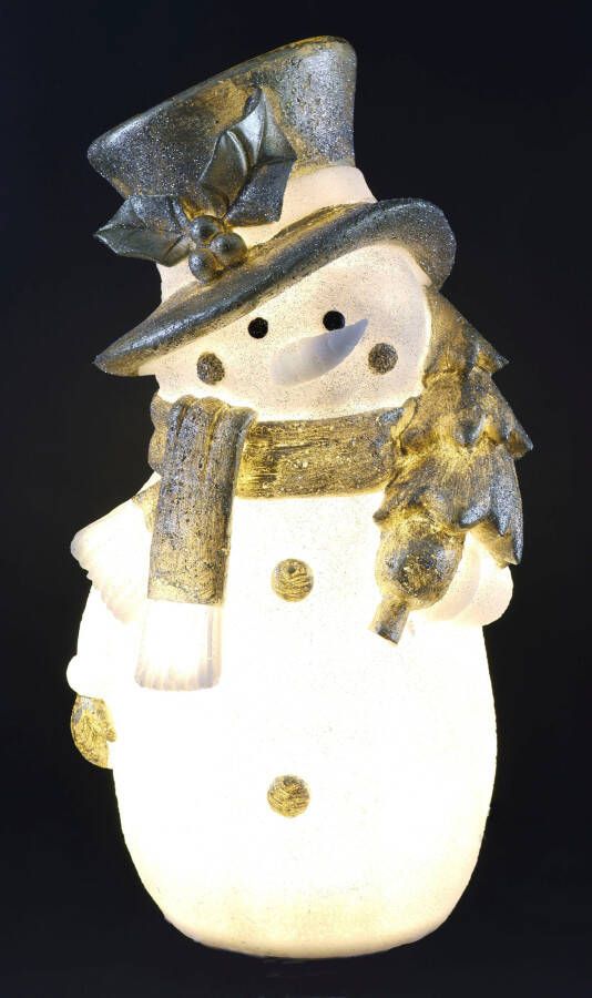 I.GE.A. Decoratief figuur Sneeuwpop Kerstdecoratie van polyresin hoogte ca. 36 cm (1 stuk)