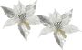 I.GE.A. Decoratieve hanger Poinsettia op clip 2-delige set 28cm kunst kerstster gouden kerstbloem (2 stuks) - Thumbnail 1